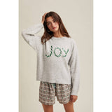 'JOY' SEQUIN CANDY CANE SWEATER / WL25-11114