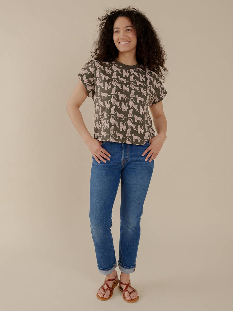 Caitlin Top Leopard Green