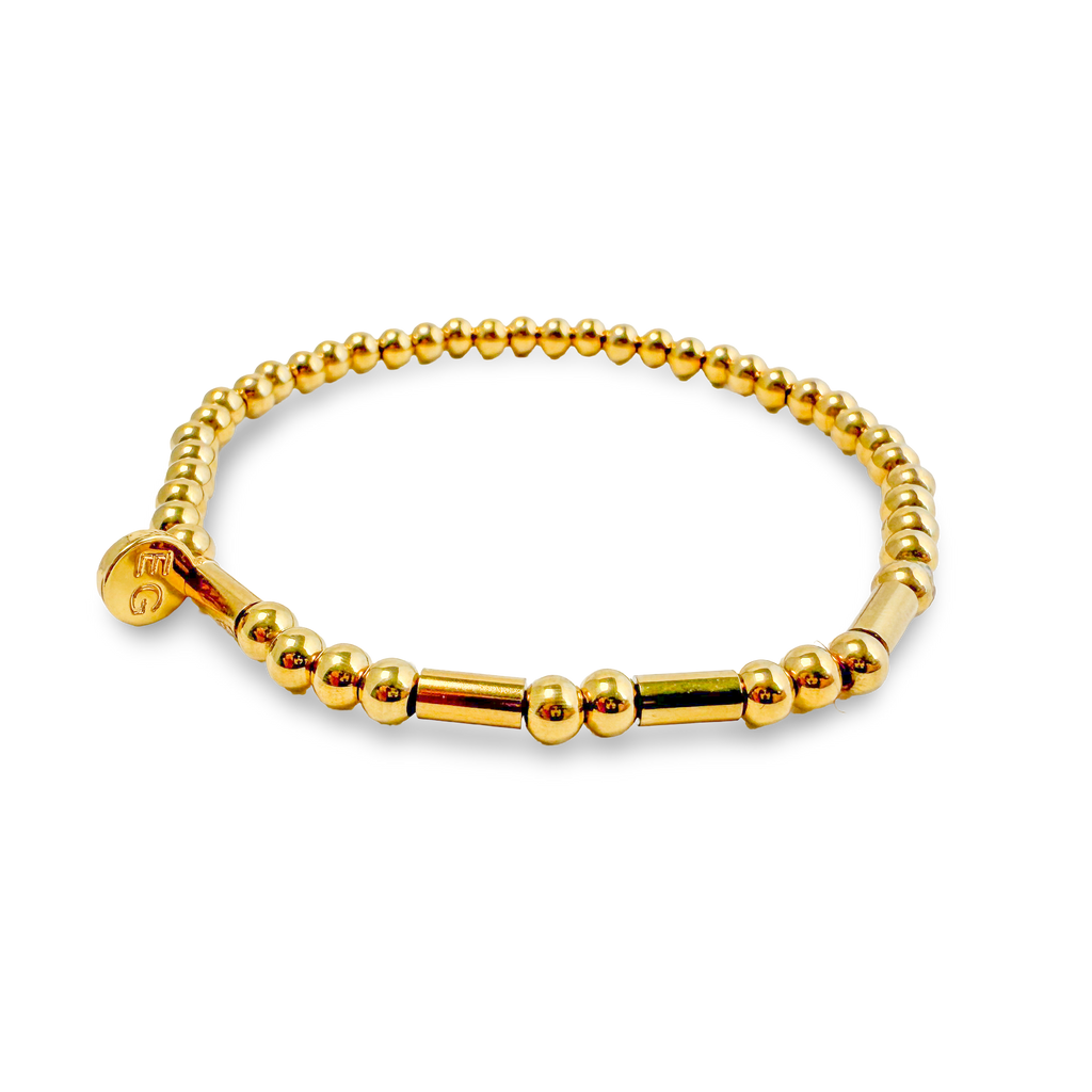 Morse Code Gold Waterproof Beaded Bracelet | BRAVE
