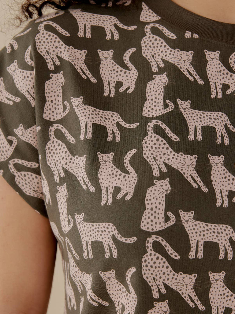 Caitlin Top Leopard Green