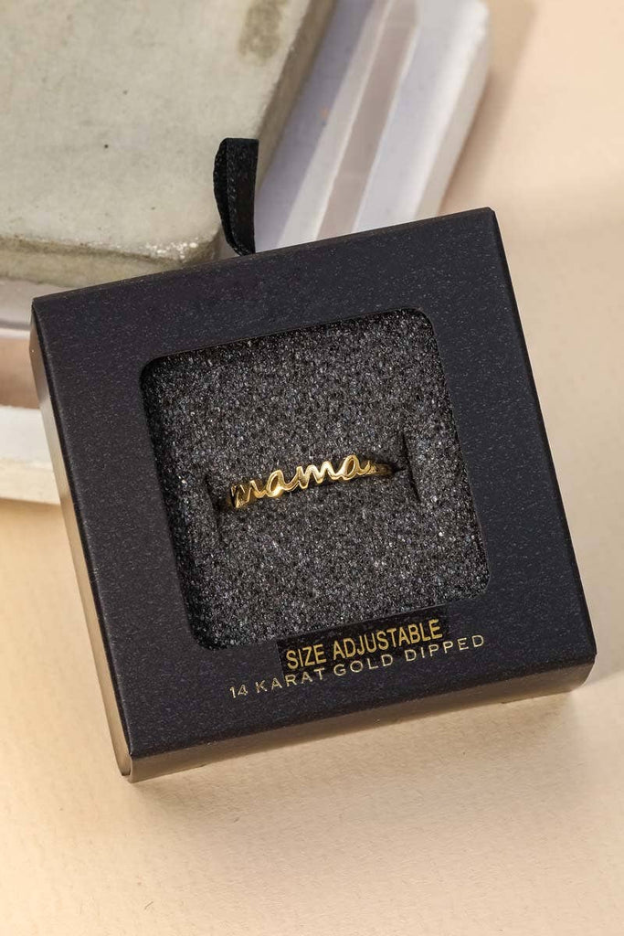 Secret Box Gold Dipped Mama Print Ring