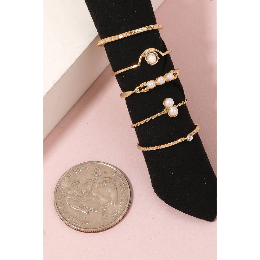 Pearly Studs Mixed Band Rings Set