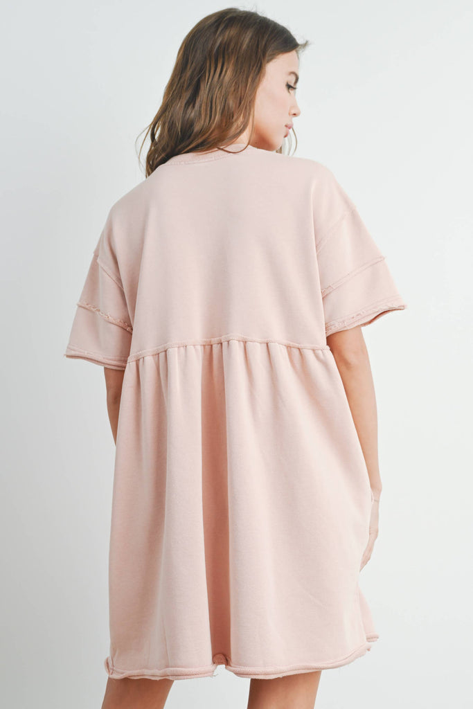 Washed French Terry Short Sleeve Dress
