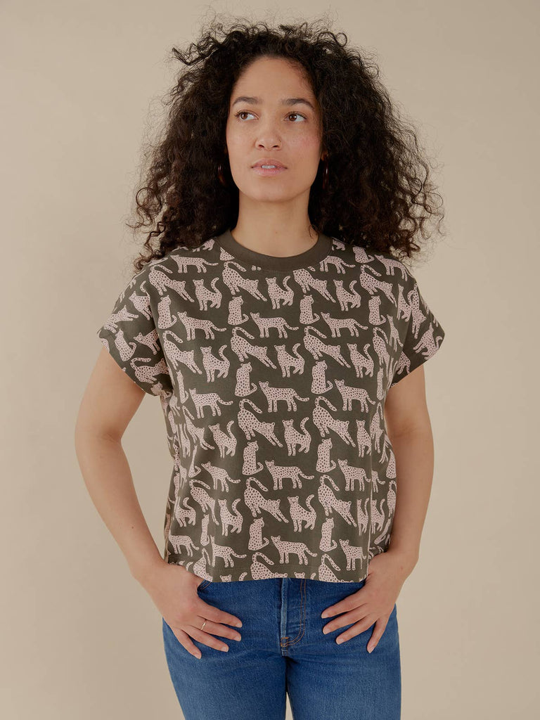 Caitlin Top Leopard Green