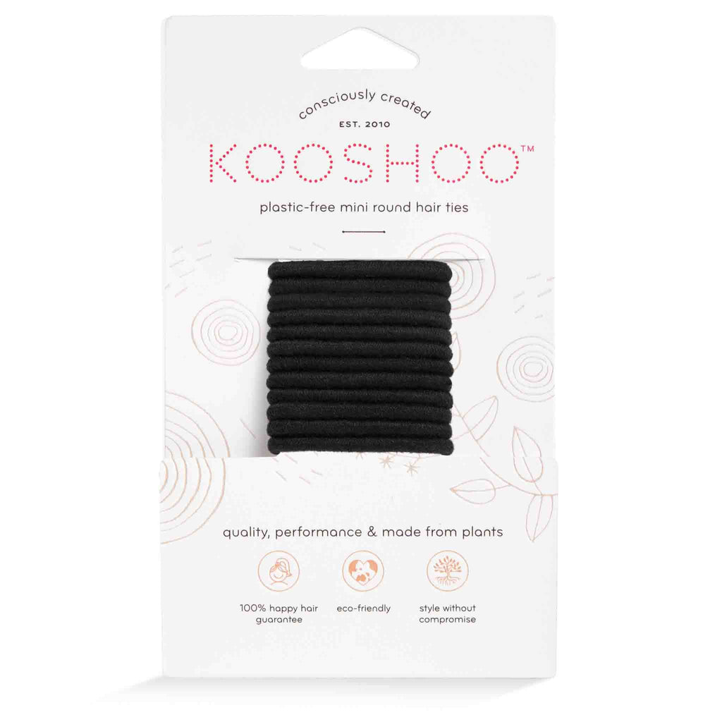 Plastic-free Round Hair Ties - Mini 12-pack - Black