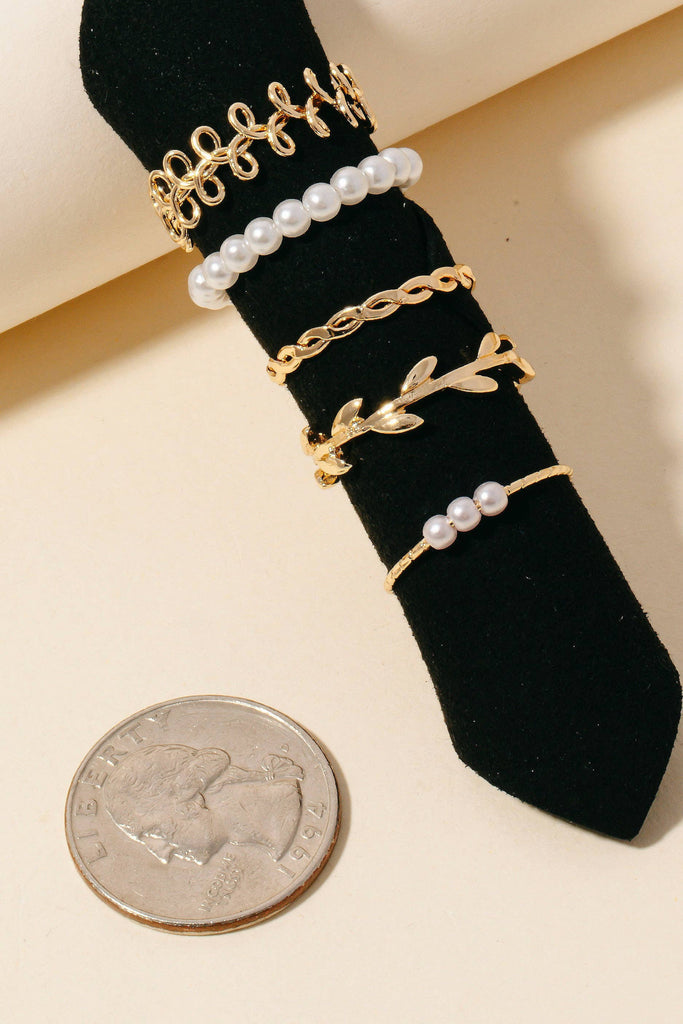 Mixed Metallic Dainty Band Rings Set