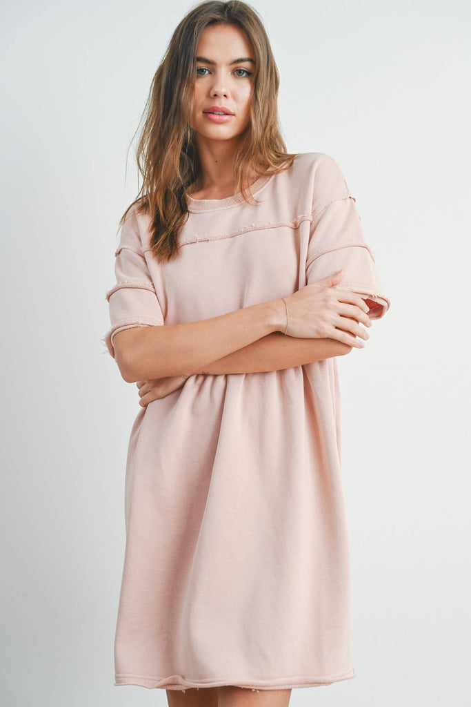 Washed French Terry Short Sleeve Dress