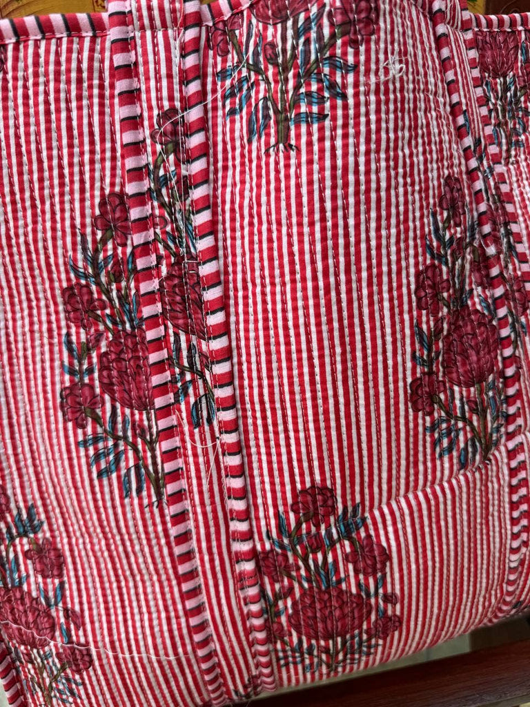 Pink Pure Cotton Handmade Bag Quilted Bag Floral Printed Bag