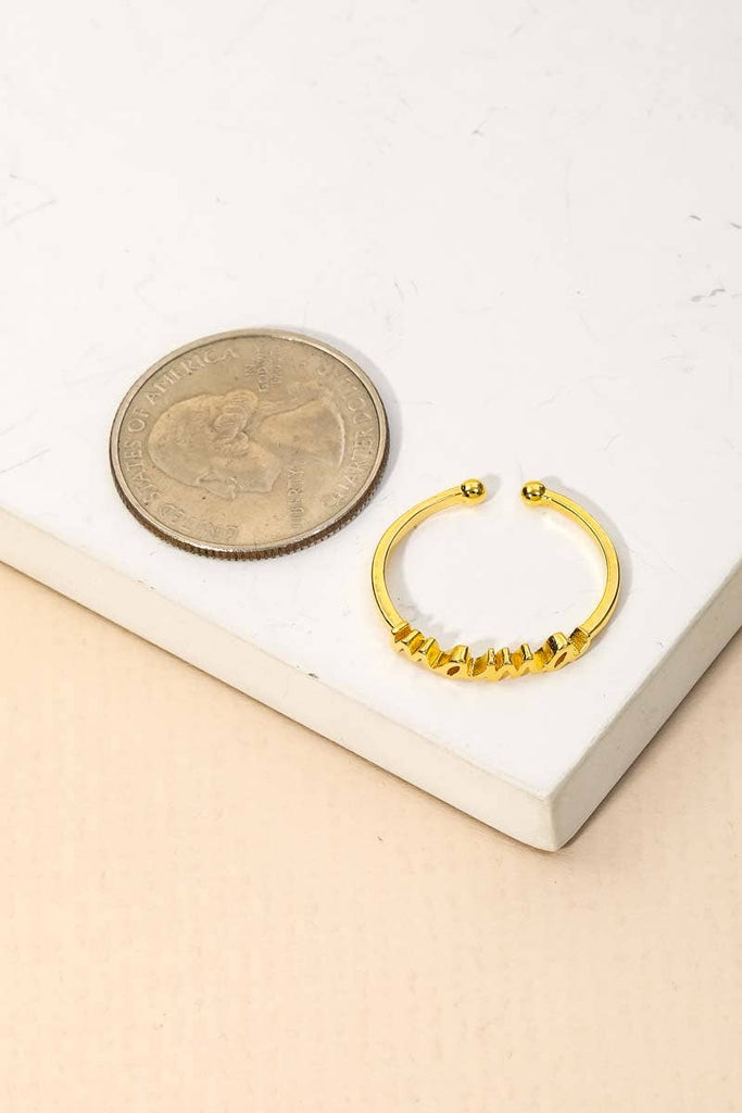Secret Box Gold Dipped Mama Print Ring