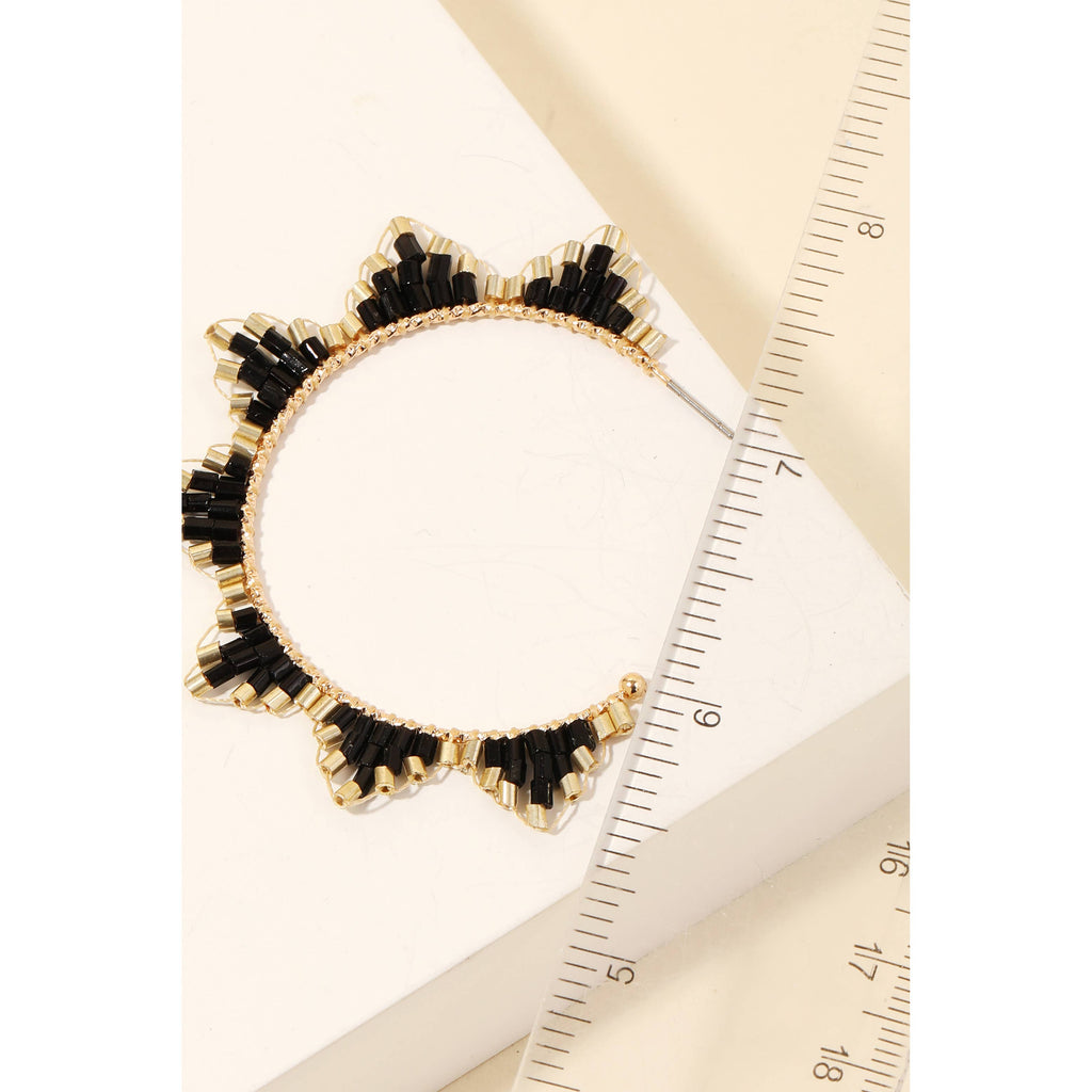 Seed Beaded Fringe Hoop Earrings