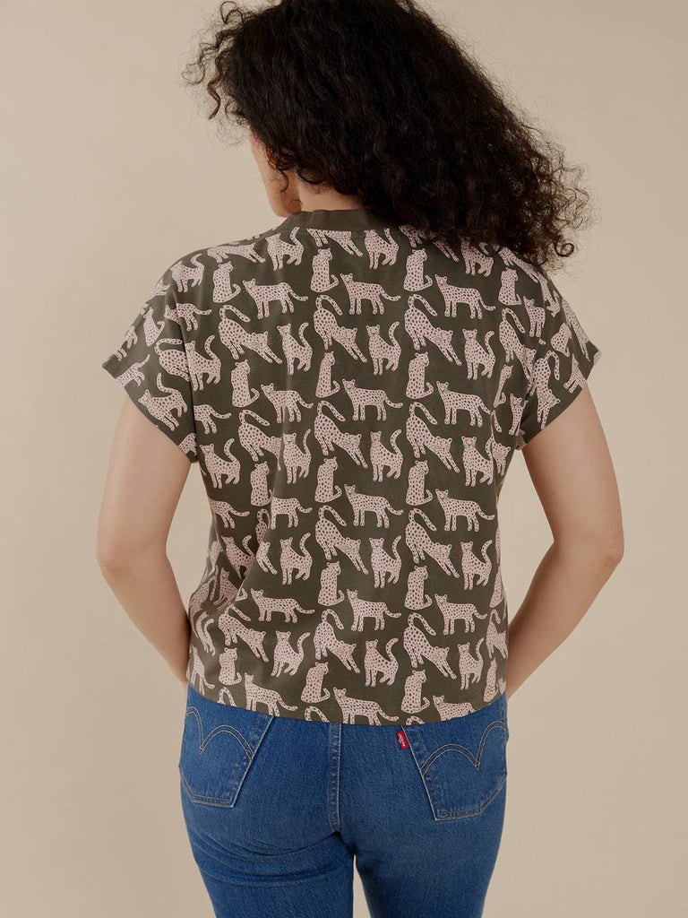 Caitlin Top Leopard Green