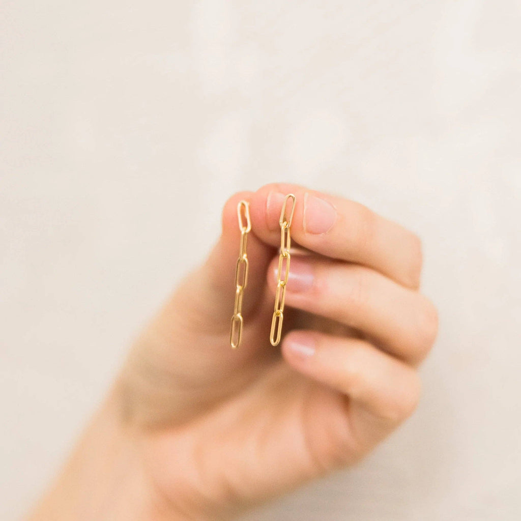Paperclip Stud Earrings | 14k Gold Fill & Sterling Silver