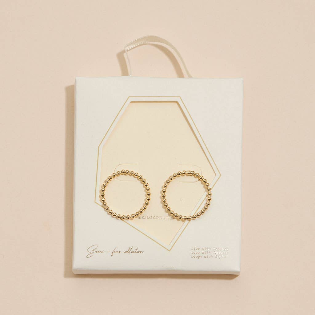 18K Gold Dip Round Beaded Stud Earrings