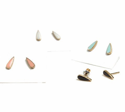 Colored Teardrop Studs