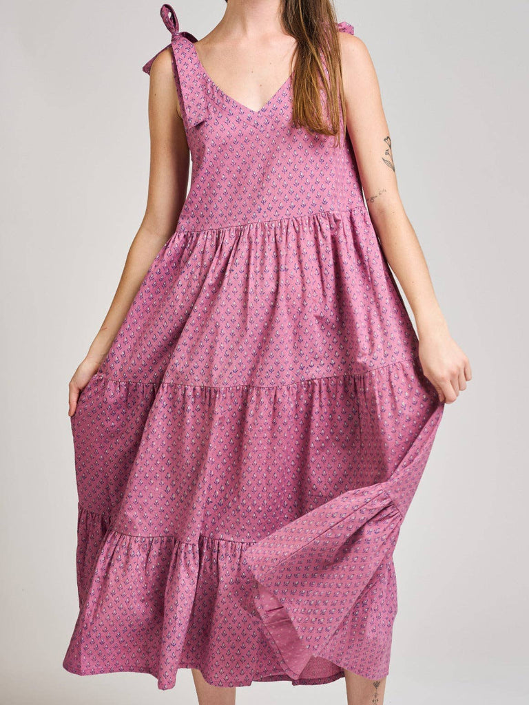 Lorelei Tiered Dress - Purple Buds