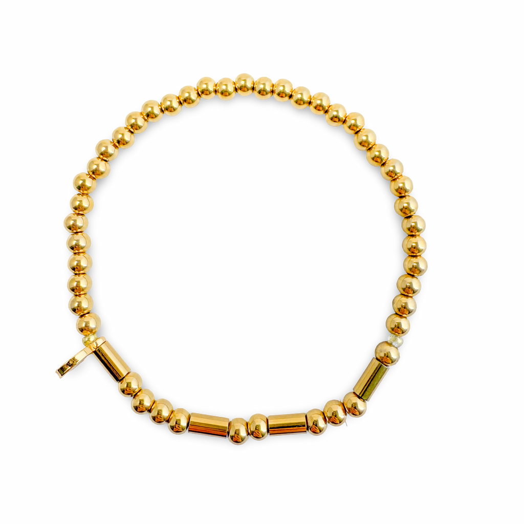Morse Code Gold Waterproof Beaded Bracelet | BRAVE