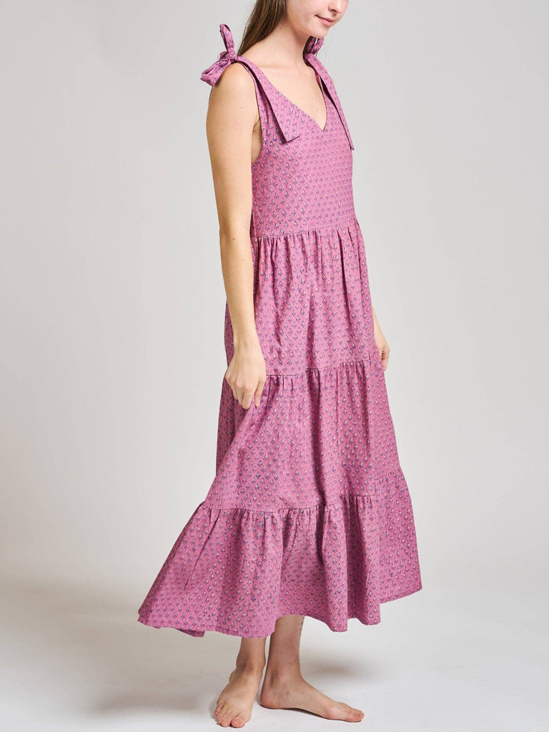 Lorelei Tiered Dress - Purple Buds