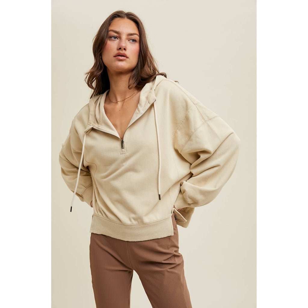HALF-ZIP HOODED PULLOVER