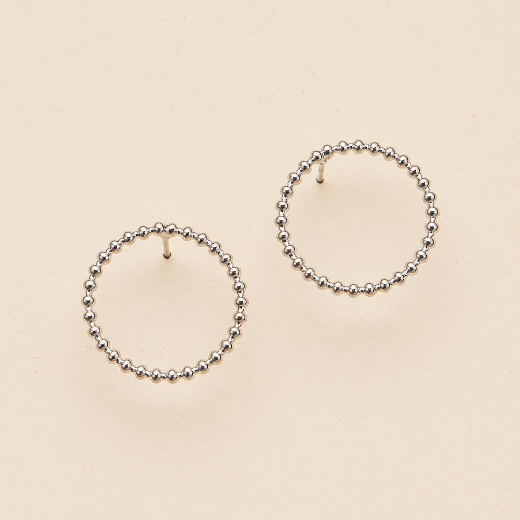 18K Gold Dip Round Beaded Stud Earrings