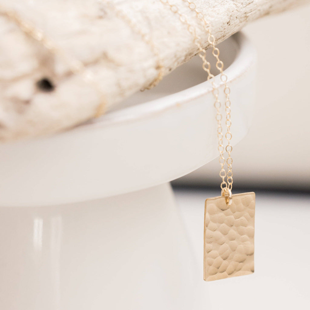 Hammered Rectangle Necklace |14k Gold Fill & Sterling Silver