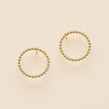18K Gold Dip Round Beaded Stud Earrings