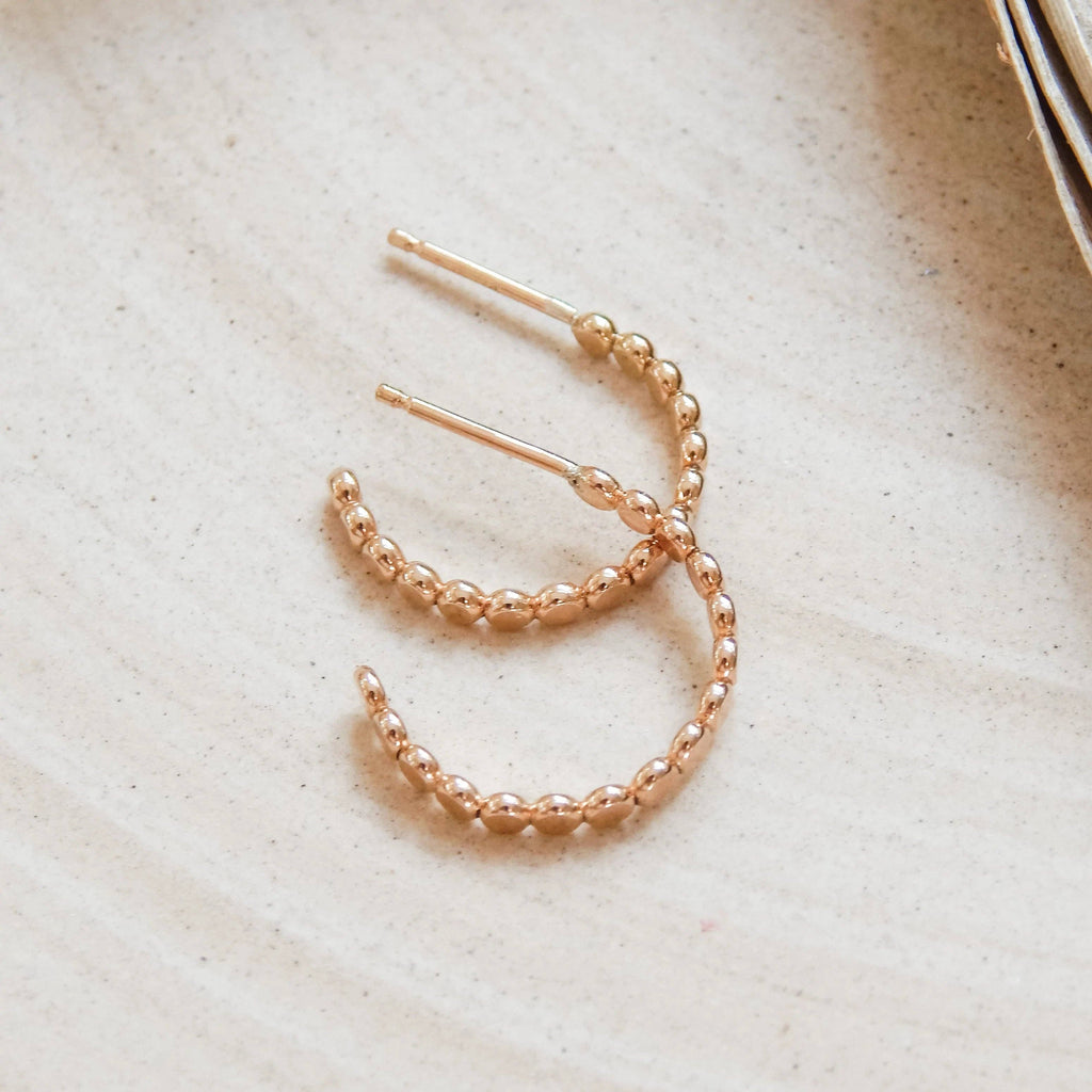 Pebble Hoop Stud Earrings | 14k Gold Fill & Sterling Silver