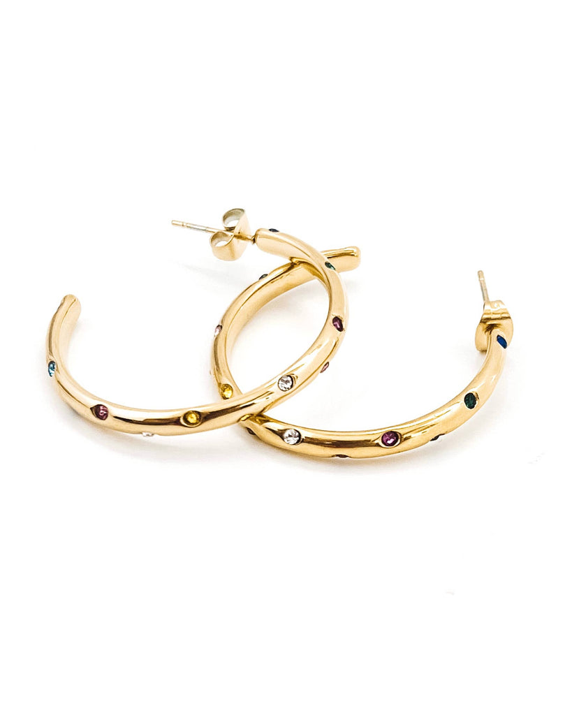 Elisha Diamond Crystal Hoop Earrings || Choose Color