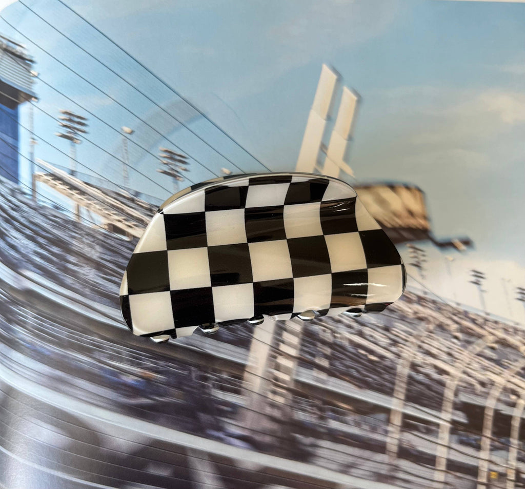 Medium Hair Claw Clip - Half Moon Checkered Acetate