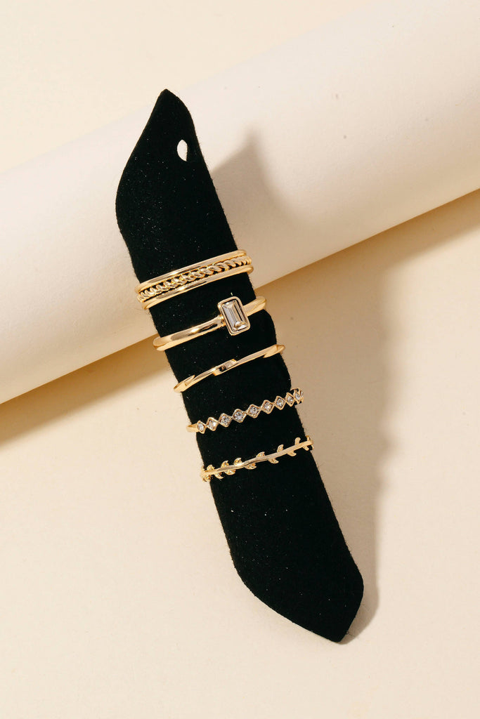 Mixed Styled Dainty Metallic Band Rings Set