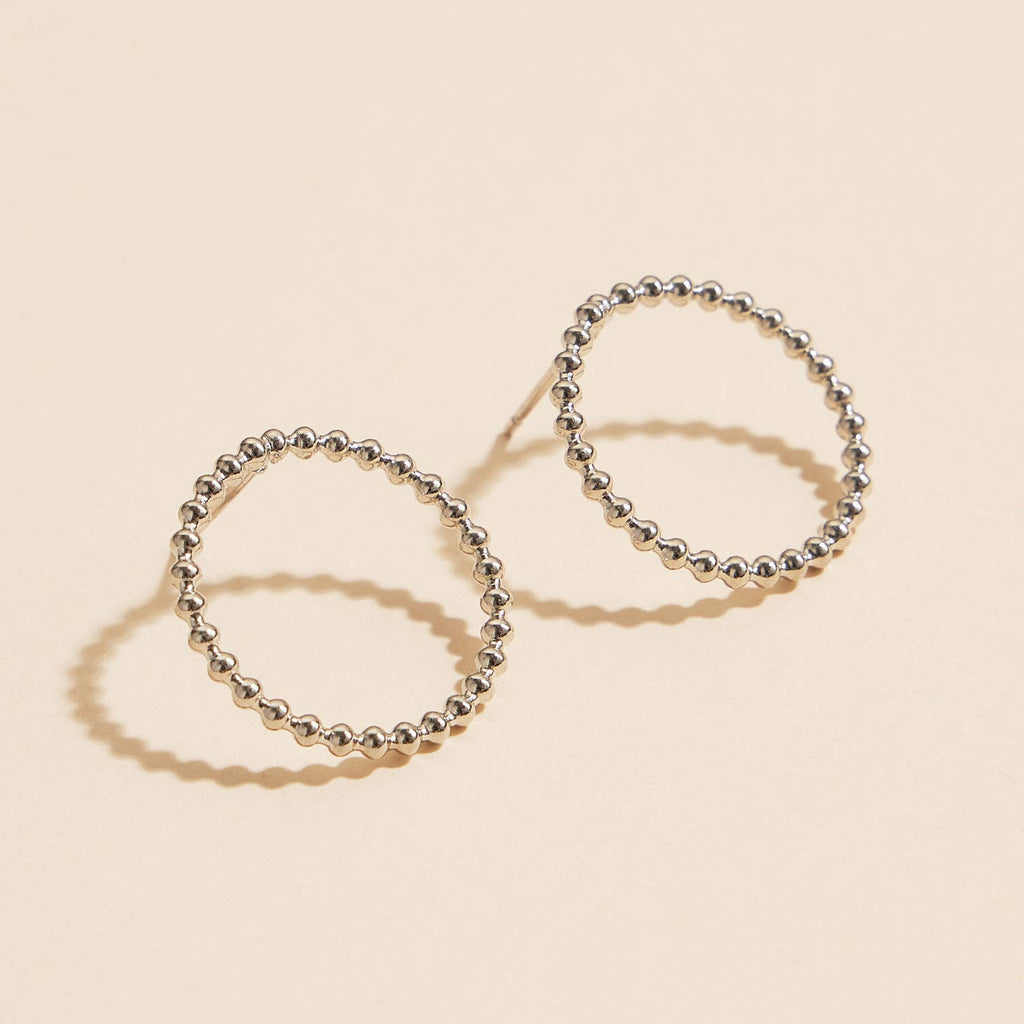 18K Gold Dip Round Beaded Stud Earrings