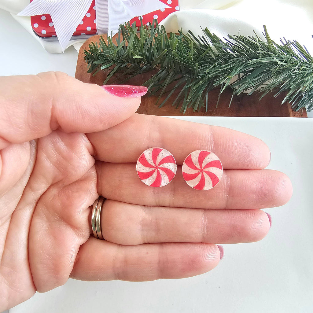 Peppermint Studs // Christmas, Holiday, Jewelry, Earrings