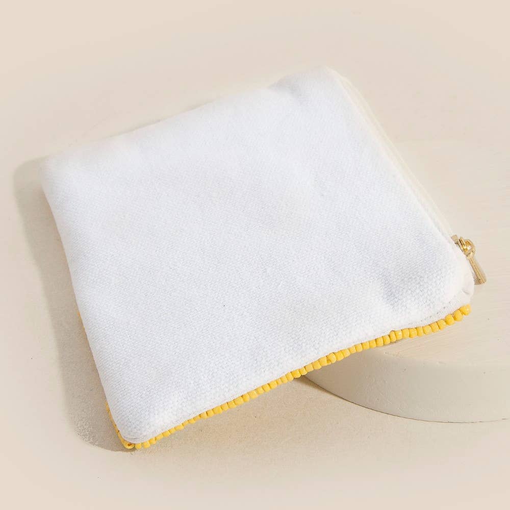 Vibrant Mushrooms Seed Beaded Coin Purse