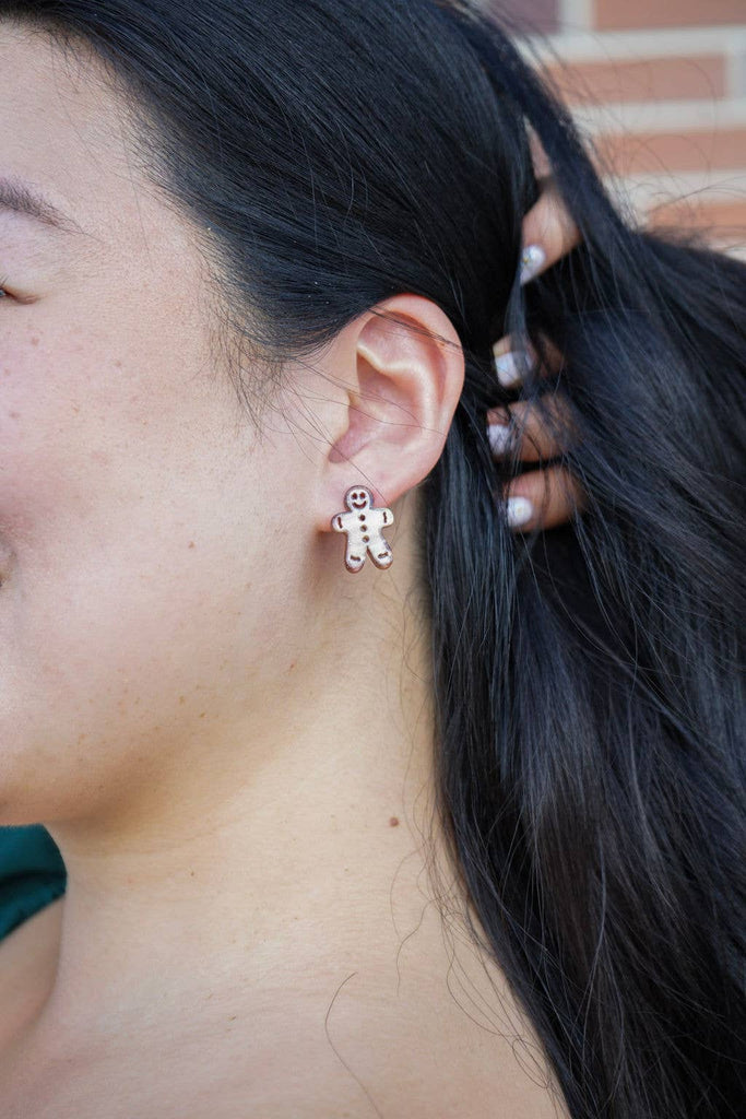 Gingerbread Studs - Brown Shimmer // Christmas, Holiday, Jewelry, Earrings