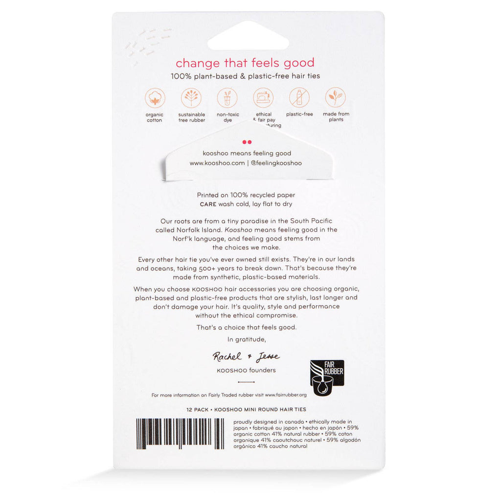 Plastic-free Round Hair Ties - Mini 12-pack - Black