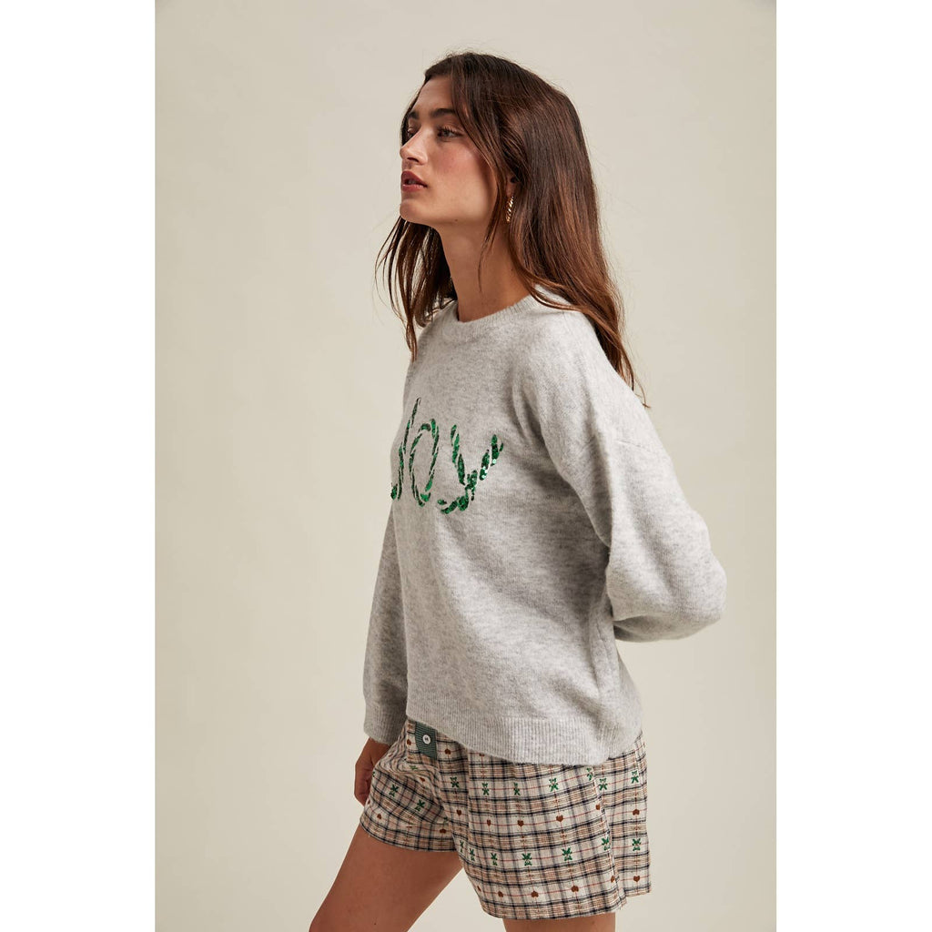 'JOY' SEQUIN CANDY CANE SWEATER / WL25-11114