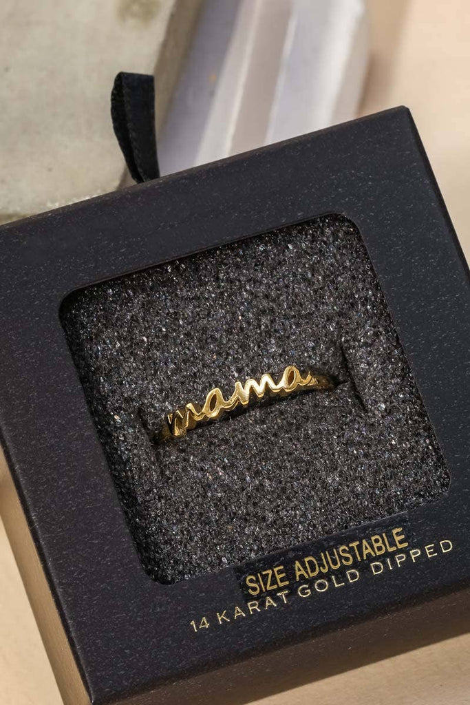 Secret Box Gold Dipped Mama Print Ring