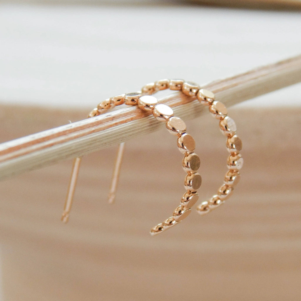 Pebble Hoop Stud Earrings | 14k Gold Fill & Sterling Silver