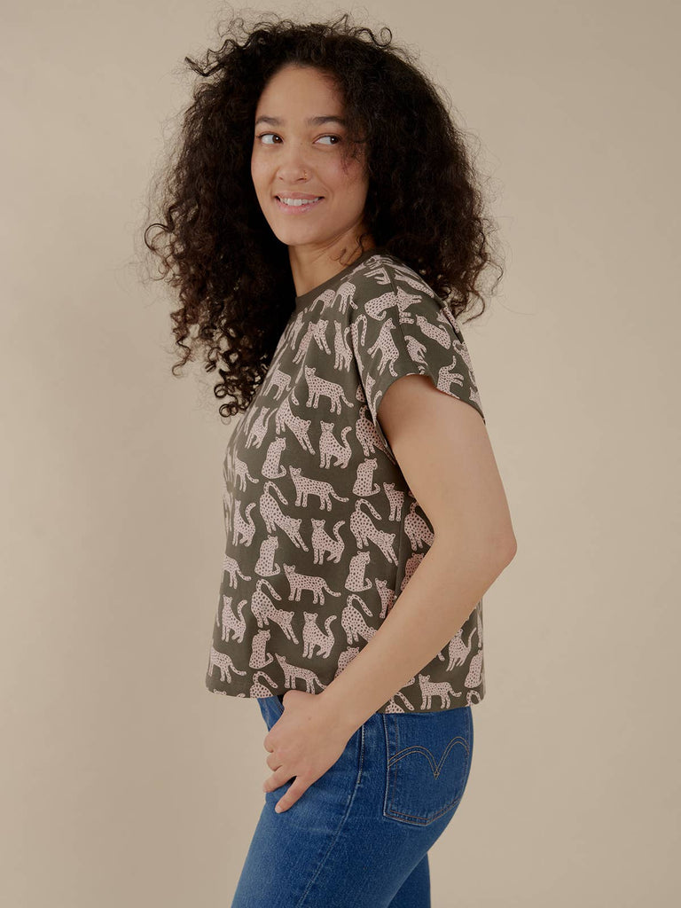 Caitlin Top Leopard Green