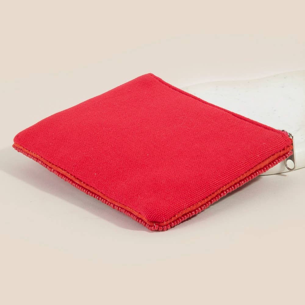 Gift Wrap Bow Seed Beaded Coin Purse