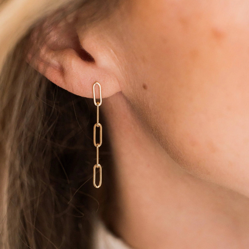 Paperclip Stud Earrings | 14k Gold Fill & Sterling Silver
