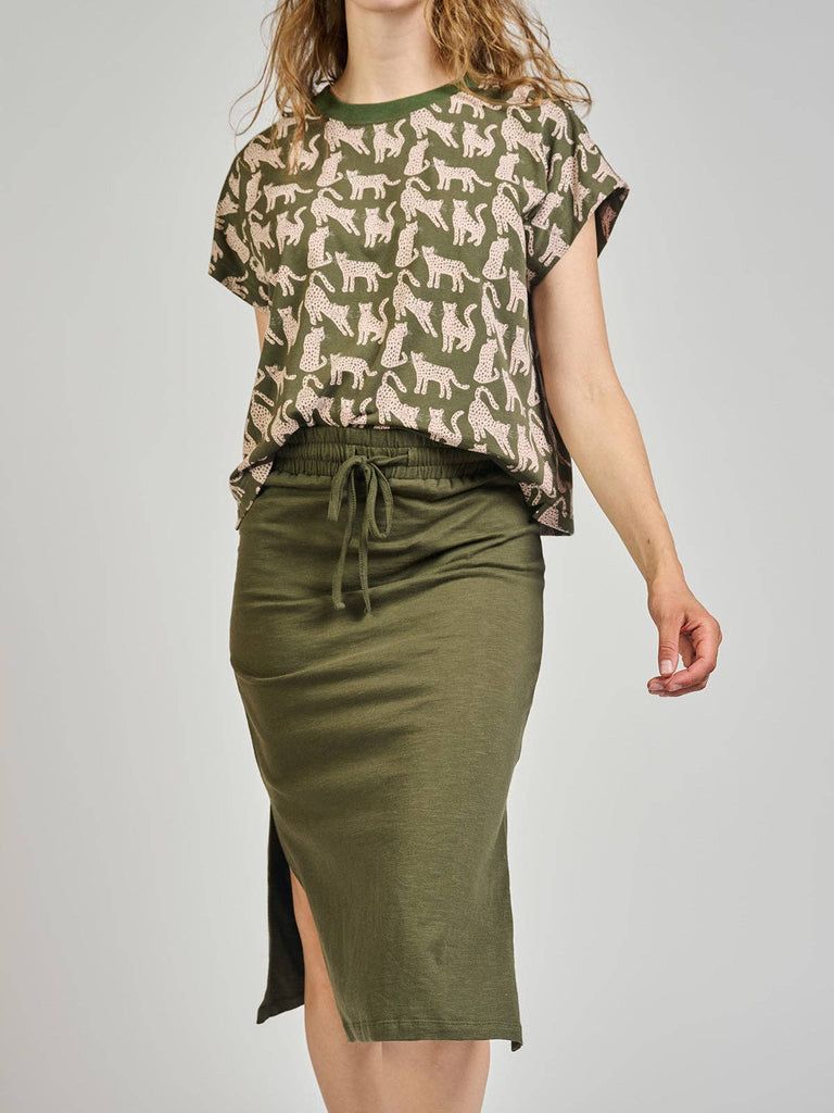 Caitlin Top Leopard Green