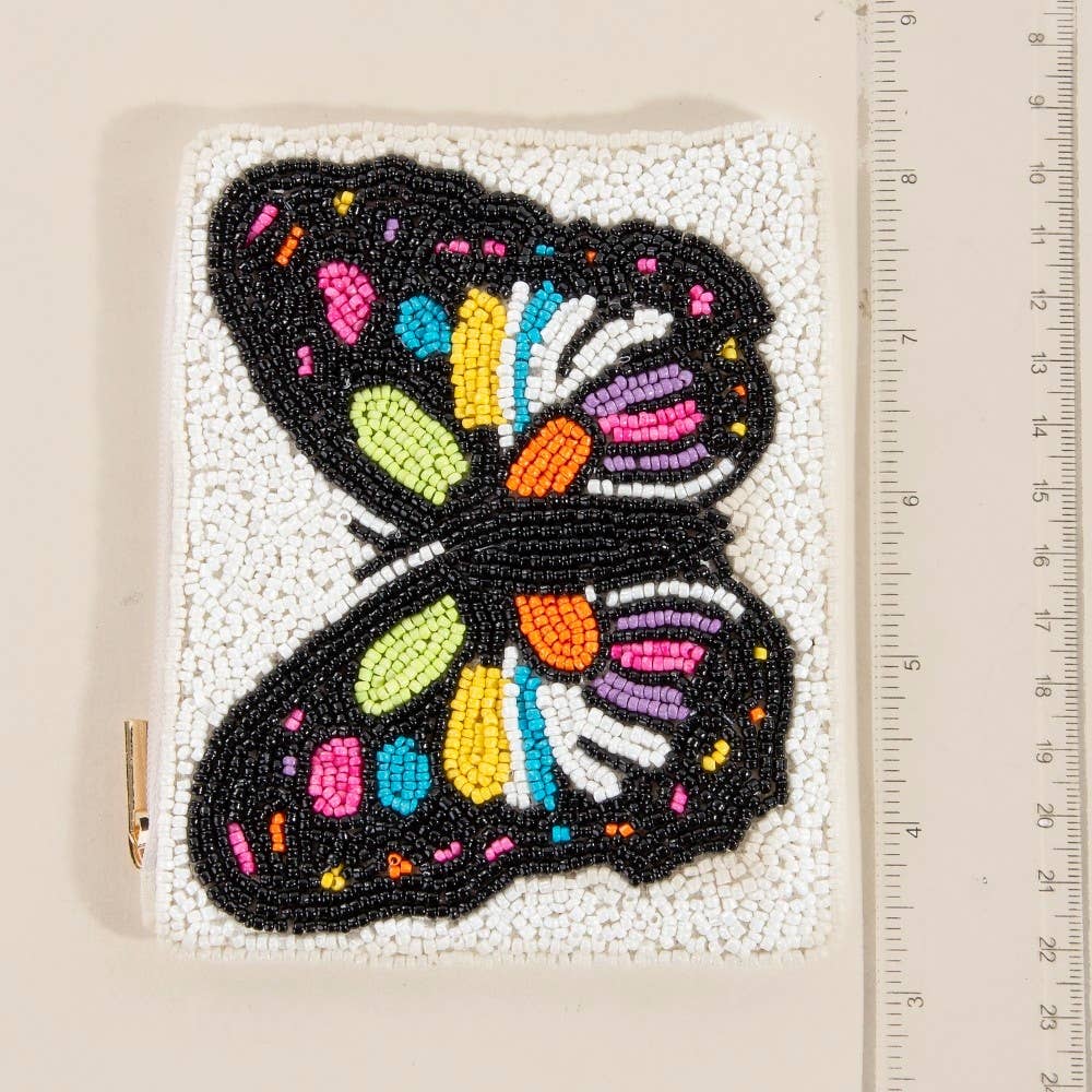 Seed Beaded Butterfly Coin Purse