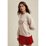 'JOY' SEQUIN CANDY CANE SWEATER / WL25-11114