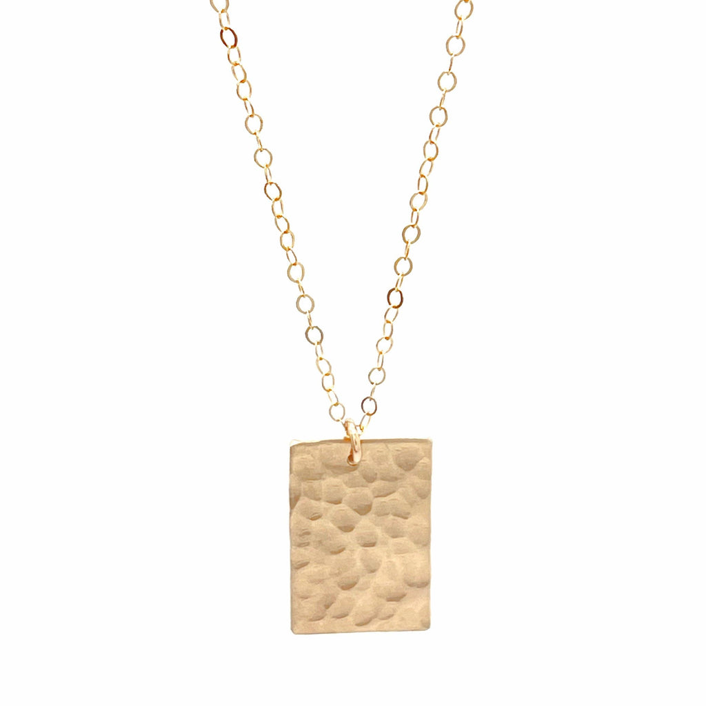 Hammered Rectangle Necklace |14k Gold Fill & Sterling Silver