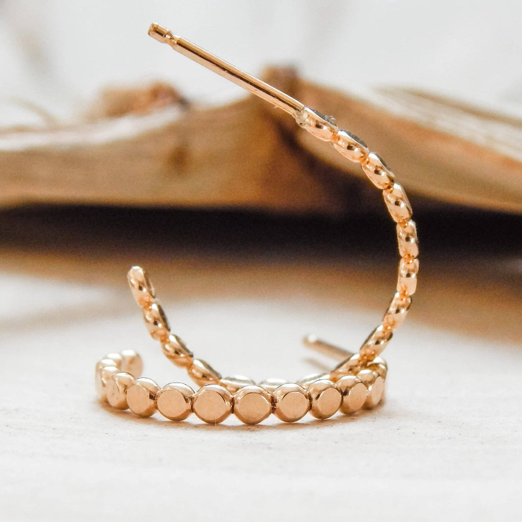 Pebble Hoop Stud Earrings | 14k Gold Fill & Sterling Silver