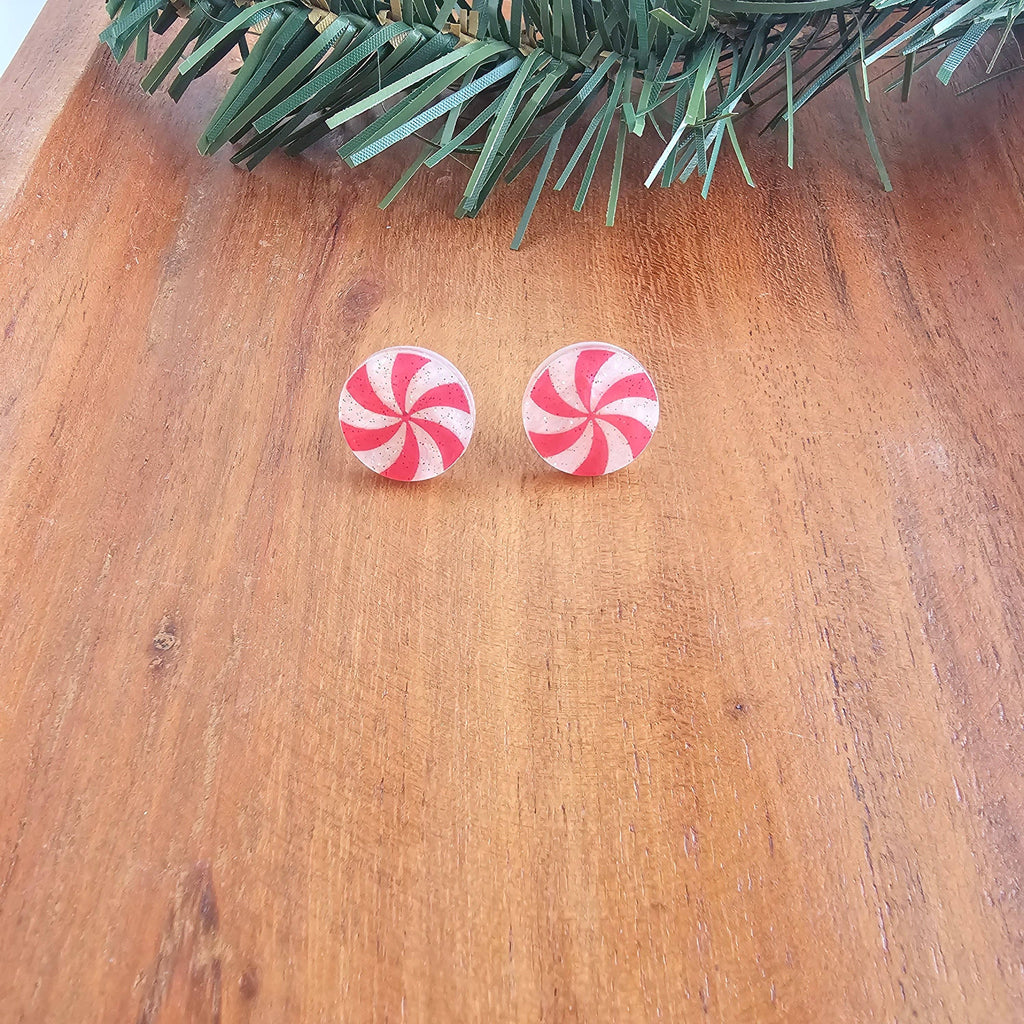 Peppermint Studs // Christmas, Holiday, Jewelry, Earrings