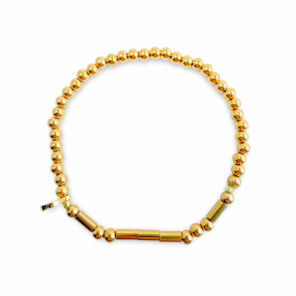 Morse Code Gold Waterproof Beaded Bracelet | LOVE