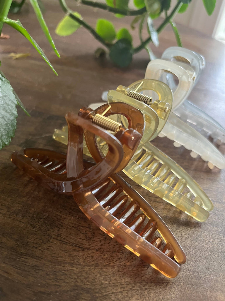 Large French Loop Hair Claw Clips - Earth Tones Neutral