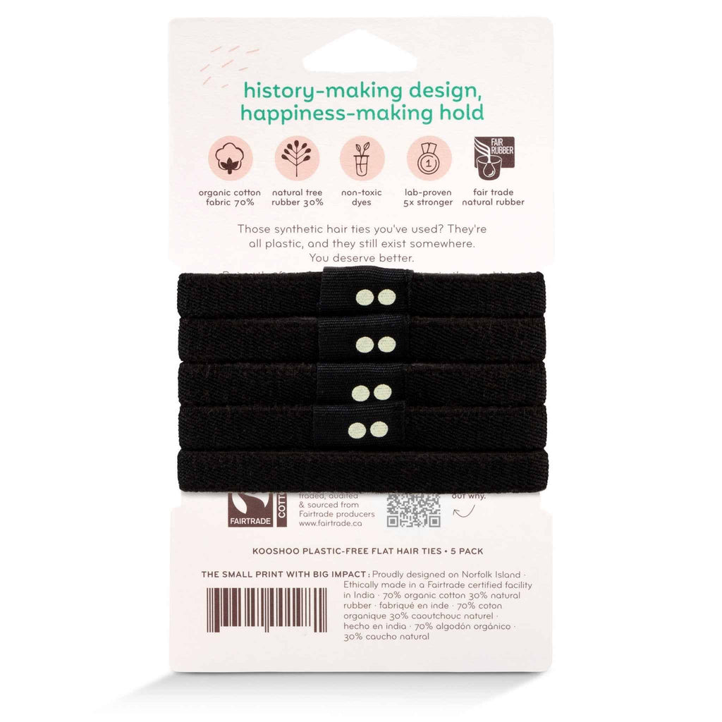 Plastic-free Flat Hair Ties - Black