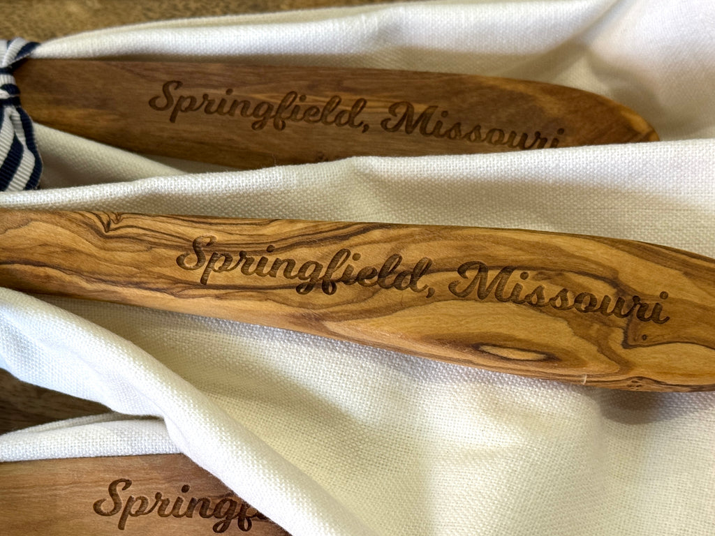 Olive Wood Serving Spoon & Towel Gift Set